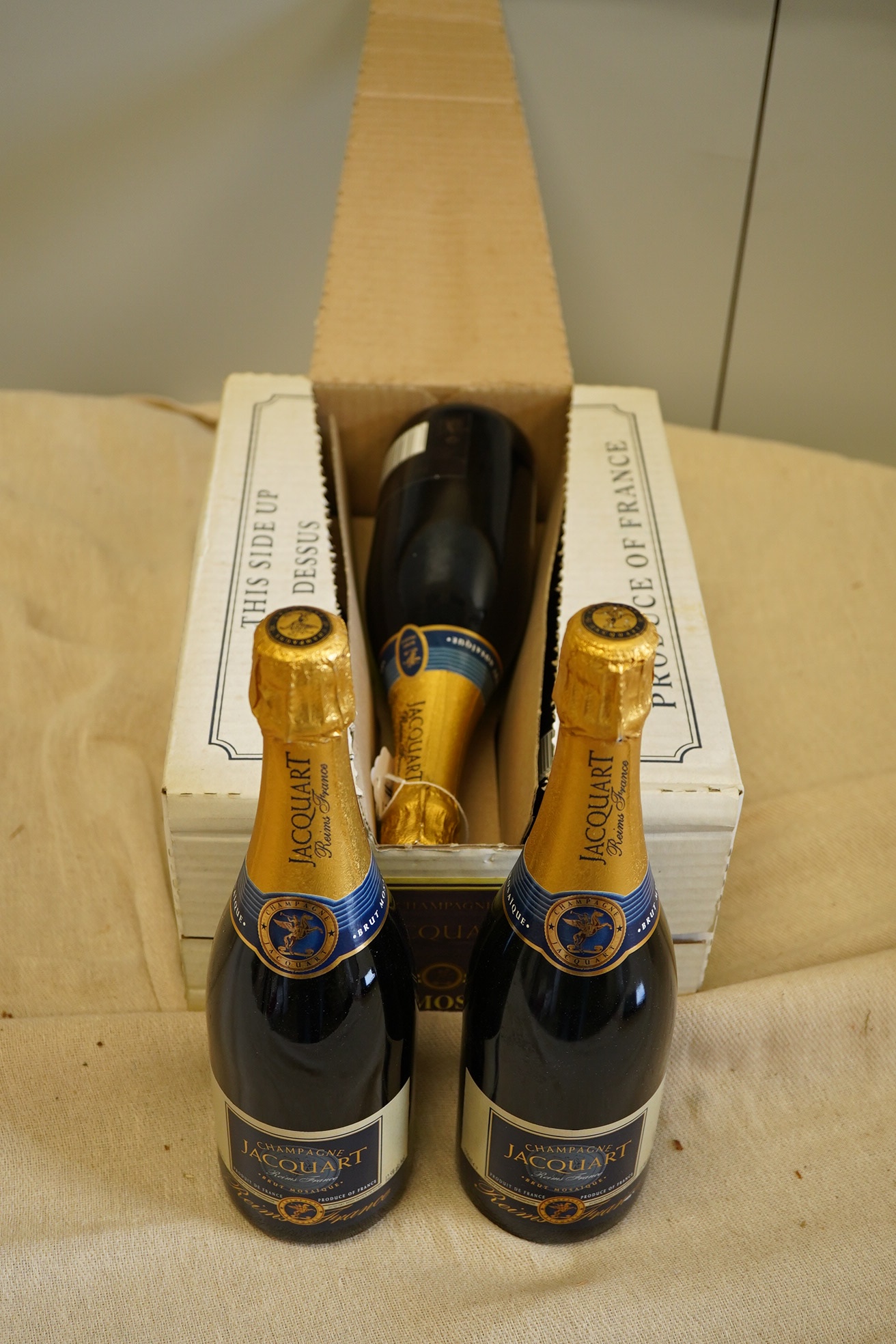 Eight bottles of Jacquart Brut Mosaique Champagne